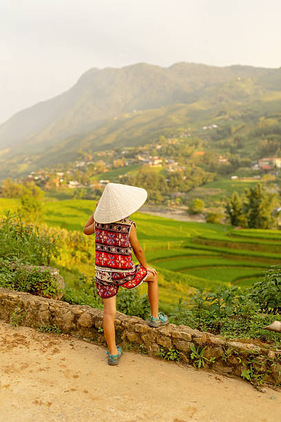 istock Family with children, cute blond boy, visiting Sapa rice fields 2238022512