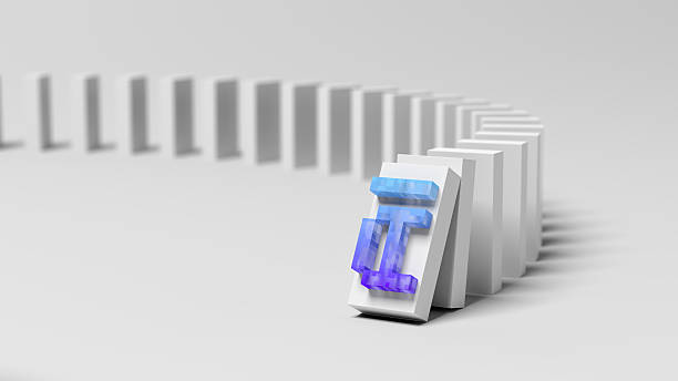 istock Domino effect. Start. AI text. Artificial intelligence. Blue and violet color. Pixel. Glassmorphism. 2238027226