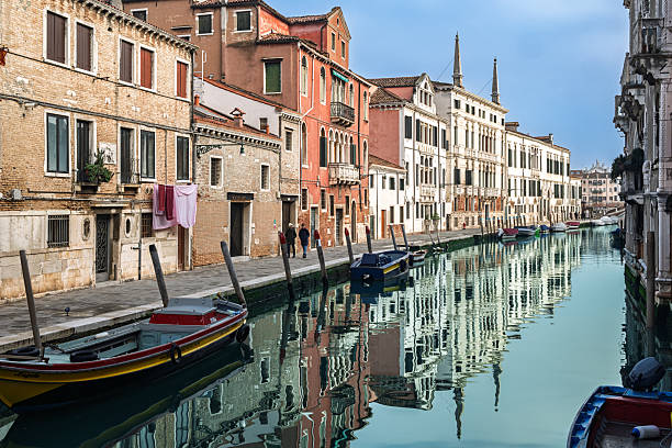 Explore the serene Rio della Madonna dell'Orto in Cannaregio, Venice, where weathered buildings and boats create a peaceful atmosphere.
