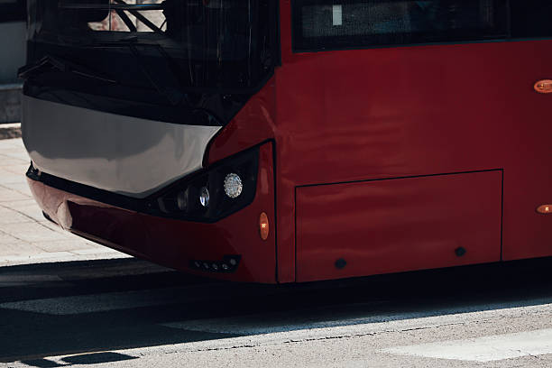 istock Red bus for public transportation on city streets. 2238032295