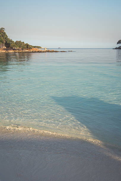 istock Calm turquoise bay with gentle wave on sandy shore (Ksamil, Albania) 2238037175