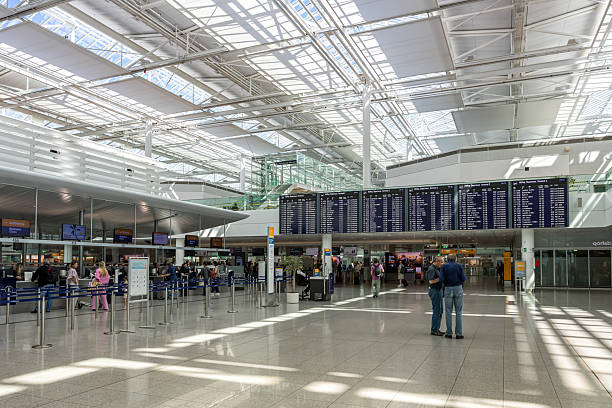 Munich, Germany - August 19, 2025: Lufthansa Terminal 2 at Munich Airport in Germany.