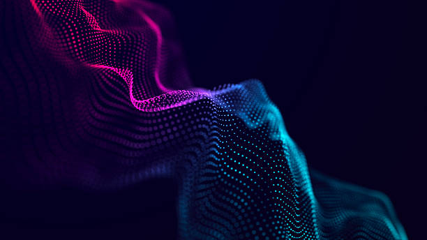 istock Futuristic wave of musical particles. Stream of running data. 3D rendering 2238040162