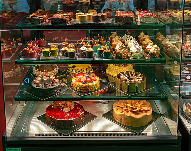 istock Glass window in cake shop 2238044358