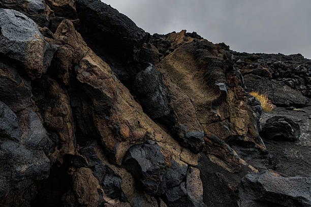 The texture of volcanic lava. Mount Etna. Sicily. High quality photo