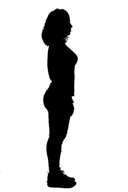 istock silhouette of a side view of a woman standing on white background, 2238054264