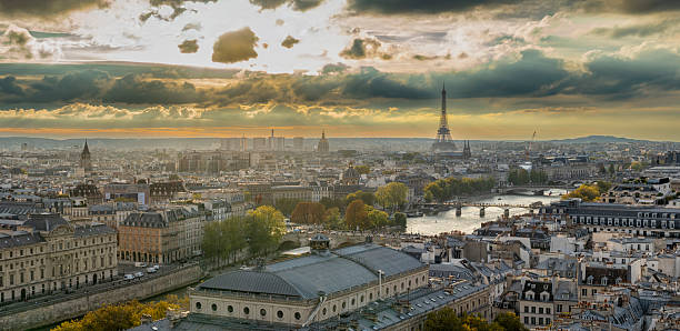istock Paris, France - 09 27 2025: Saint-Jacques Tower. Panoramic view of The Seine river, bridges, Eiffel Tower, Les Invalides at sunset 2238054638