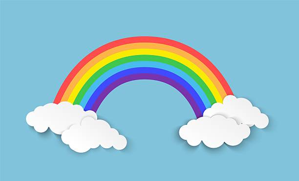 istock Colorful paper rainbow with clouds origami style vector design perfect for kids room wallpaper baby nursery craft magical playful background. 2238059182