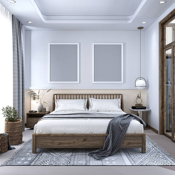 istock 3d render of modern hotel room, bedroom interior 2238068446