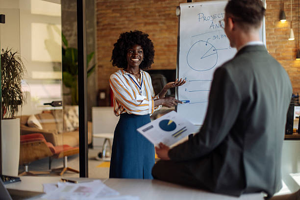 istock Business Presentation With Colleagues in Modern Office Setting 2238079733