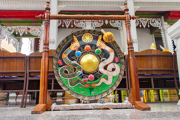 Sound Healing Instruments – Deep Gong Meditation Stock Photo