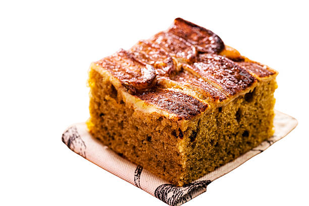 egan banana bread or cake made with organic banana, cinnamon and oatmeal. Traditional homemade cake from Brazil, sold in bakeries