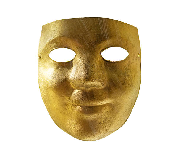 Golden papier mache theater mask with light effect