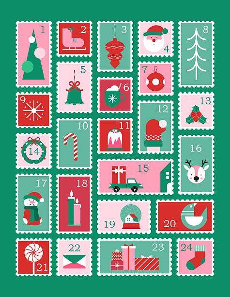 frohe weihnachten 2_03 - adventskalender stock-grafiken, -clipart, -cartoons und -symbole
