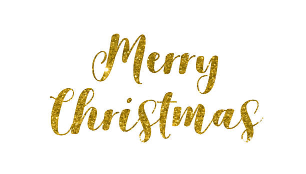 istock Gold sparkly text saying Merry Christmas on a white background. 2238111234