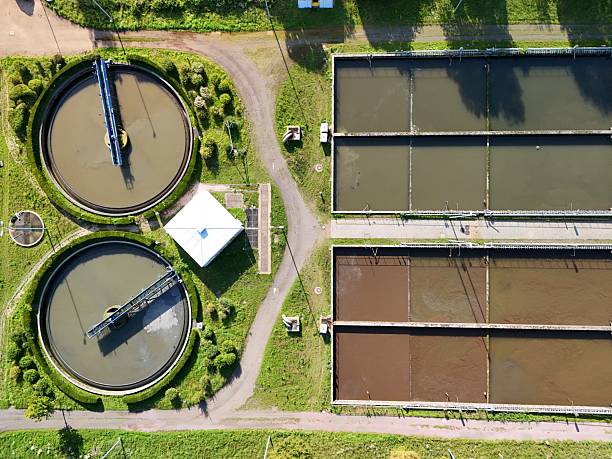 istock Aerial View of a Modern Wastewater Treatment Plant with Circular and Rectangular Clarifier Tanks 2238112985