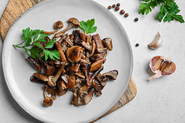 istock Fried Honey Mushrooms with garlic 2238115564