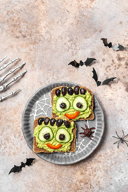 istock Avocado toast green monster for Halloween 2238119305