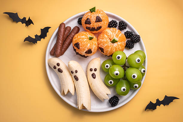 istock A plate of Halloween themed fruit and vegetables 2238119359
