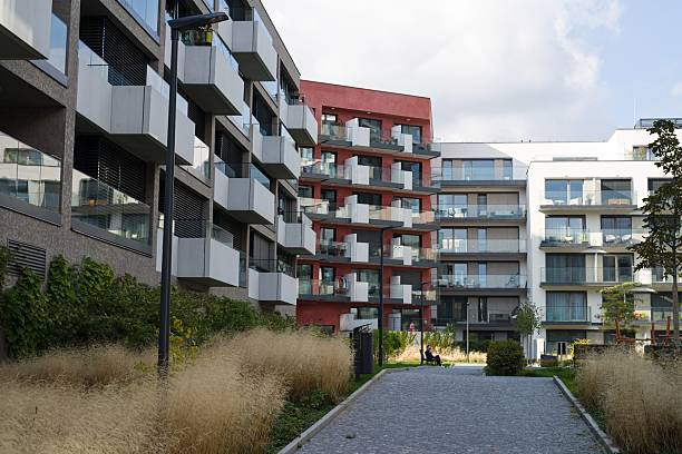 istock Modern apartment buildings with colorful facade 2238127503