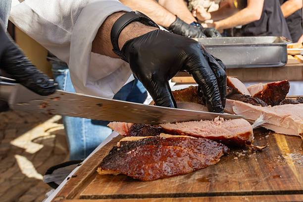 istock Grilled pork meat sliced on a cutting board 2238129447