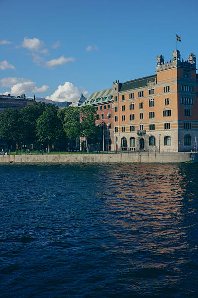 A river in the city during summer