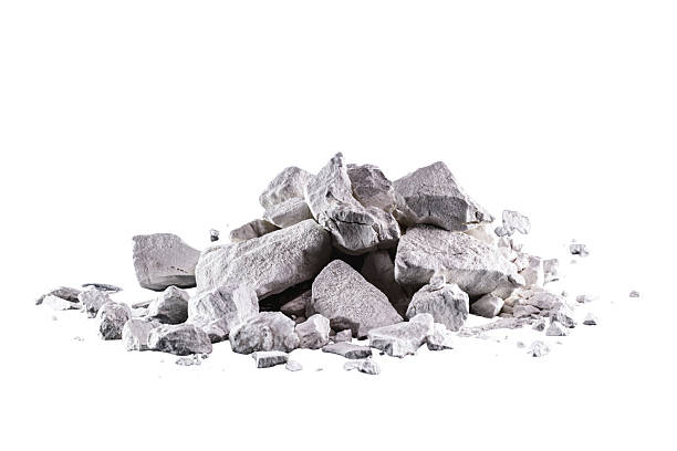 istock Calcium and Magnesium stones, white background. Called virgin lime or quicklime 2238135069