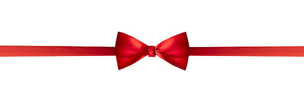 istock Red satin bow and stripes isolated.Gift package decor,Christmas design. 2238139814