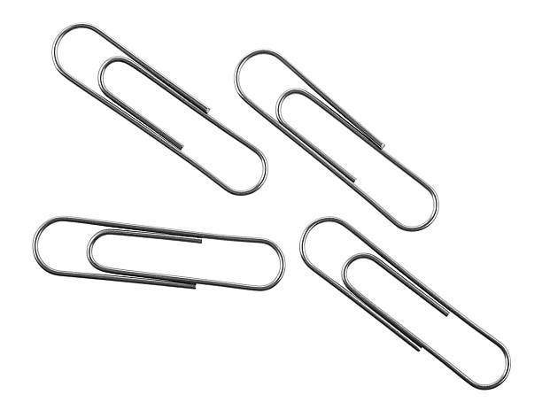 istock Group of vintage silver paper clips isolated on a white background, top view. 2238165409