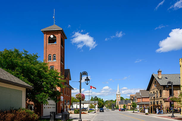 Lindsay, Canada - Sep 6, 2025: The street views of the historic small town Kawartha Lakes.