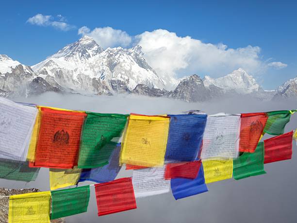 istock Mount Everest peak with buddhist prayer flags 2238174244