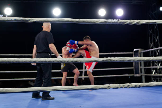 Boxing fight between african descent and caucasian boxers