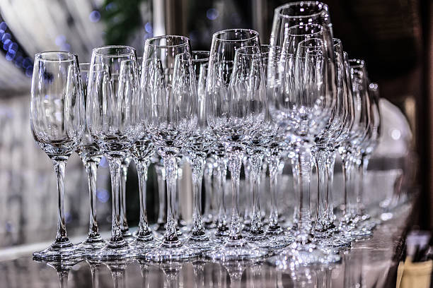 istock wine glasses in rows on the bar counter 2238178305