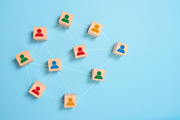 istock Teamwork, Connection. Building a strong team, Wooden blocks with people icon, Human resources and management concept. 2238207010