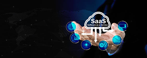 istock Business hand holding SaaS cloud icon with digital technology network concept of software as a service 2238211770