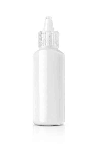 istock Blank white plastic squeeze bottle with clear ribbed nozzle cap isolated on white background 2238218040