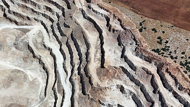 istock Aerial geology view of mining pit 2238233442
