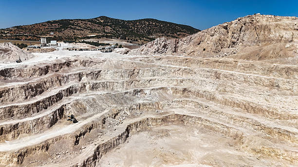 istock Wide-angle aerial shot of quarry pit 2238233749