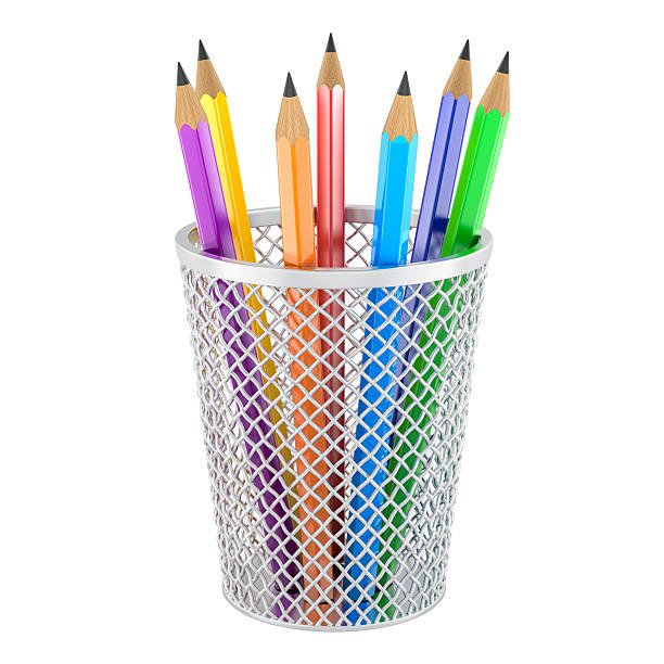 istock Pencil holder with colorful pencils. 3D rendering 2238236511