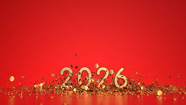 istock golden 2026 text under golden confetti and fireworks - 3D illustration 2238240555