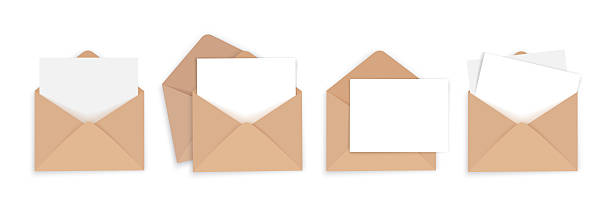istock Brown envelope with white letter, set of blank templates for design 2238242806