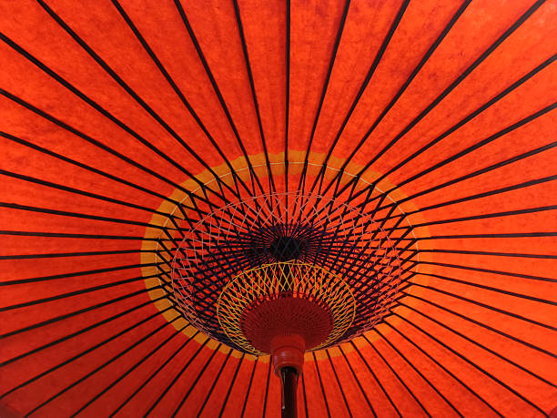 istock red wagasa umbrella close up and under 2238244801