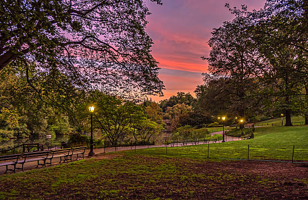 Gapstow Bridge in Central Park  in late sumer, early autumn
