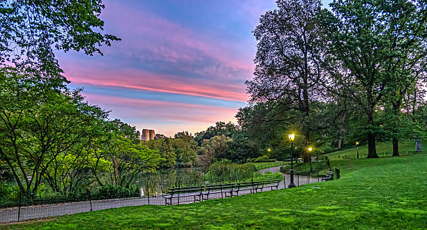 Gapstow Bridge in Central Park  in late sumer, early autumn