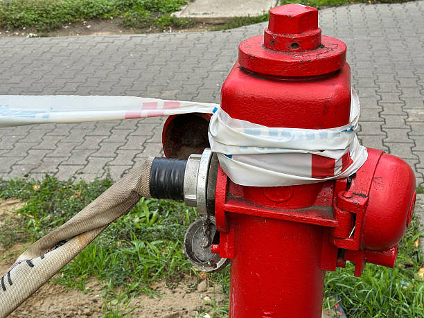 Fire sprinklers and red pipe, fire safety equipment