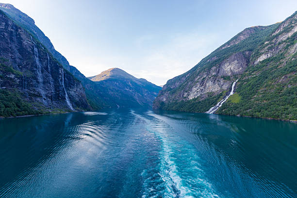 A breath taking sight the most famous and stunning seven sisters waterfall in Geiranger. Seven waterfalls descend into the fjord with an average fall of 250 meters and are an impressive sight.