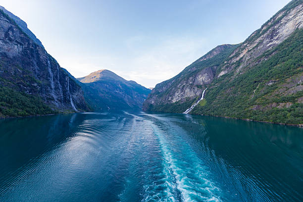 A breath taking sight the most famous and stunning seven sisters waterfall in Geiranger. Seven waterfalls descend into the fjord with an average fall of 250 meters and are an impressive sight.