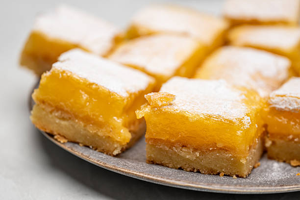 istock Lemon Bars with Powdered Sugar on Plate  Homemade Dessert 2238282772