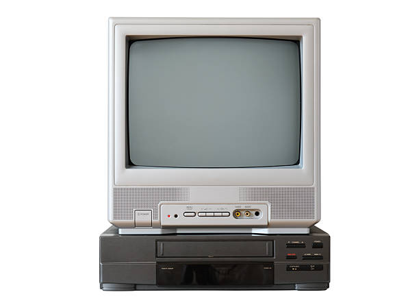istock Old silver vintage television with VCR from 1980s, 1990s, 2000s isolated on white background. 2238284370