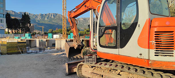 istock Excavator at construction site close up view 2238293106